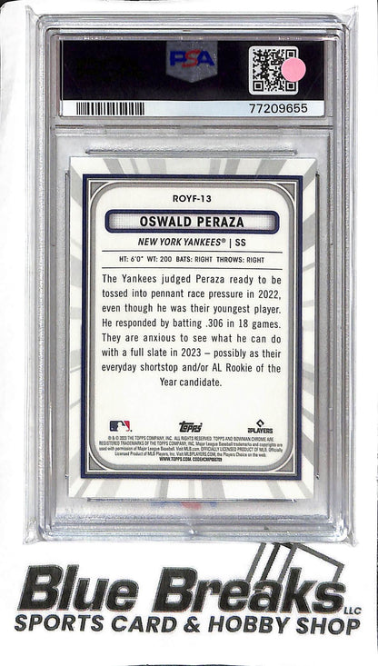 Oswald Peraza ROYF-13 - 2023 Bowman - RC - PSA 8 - Baseball - Yankees