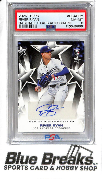 River Ryan BSA-RRY - 2025 Topps - RC Auto - PSA 8 - Baseball - Dodgers