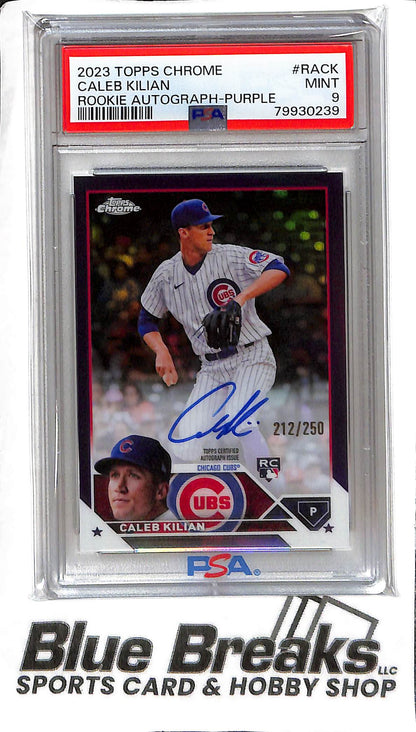 Caleb Kilian RA-CK - 2023 Topps Chrome - RC Auto - Purple 212/250 - PSA 9 - Baseball - Cubs