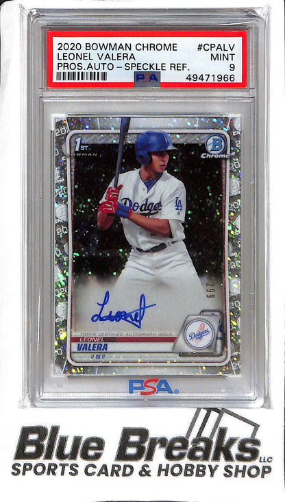 Leonel Valera CPA-LV - 2020 Bowman Chrome - 1st Auto - Speckle 169/299 - PSA 9 - Baseball - Dodgers
