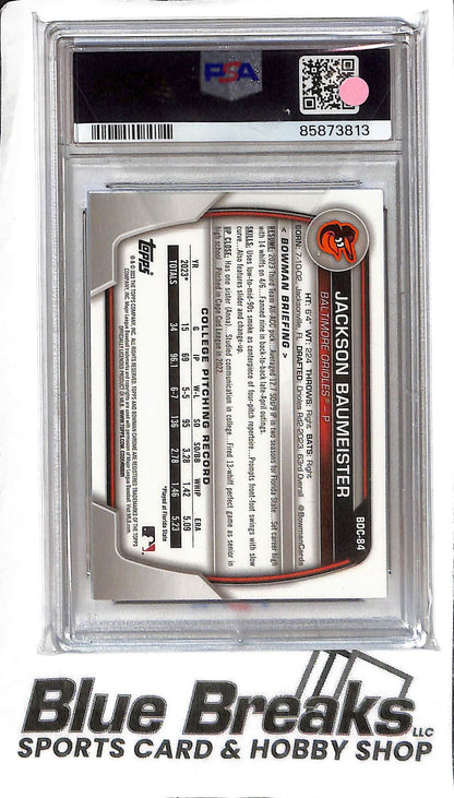 Jackson Baumeister BDC-84 - 2023 Bowman Draft - 1st Blue 045/150 - PSA 8 - Baseball - Orioles