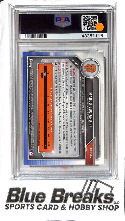 Marco Luciano #82 - 2019 Bowman Chrome - 1st Speckle 011/299 - PSA 10 - Baseball - Giants