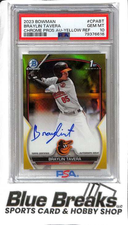 Braylin Tavera CPA-BT - 2023 Bowman - 1st Auto - Yellow 16/75 - PSA 10 - Baseball - Orioles