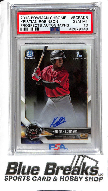 Kristian Robinson BCPA-KR - 2018 Bowman Chrome - 1st Auto - PSA 10 - Baseball - Diamondbacks