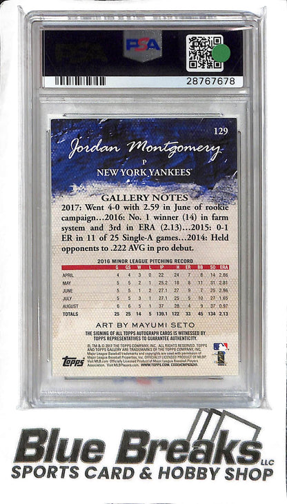 Jordan Montgomery #129 - 2017 Topps Gallery - RC Auto Blue - PSA 9 - Baseball - Yankees