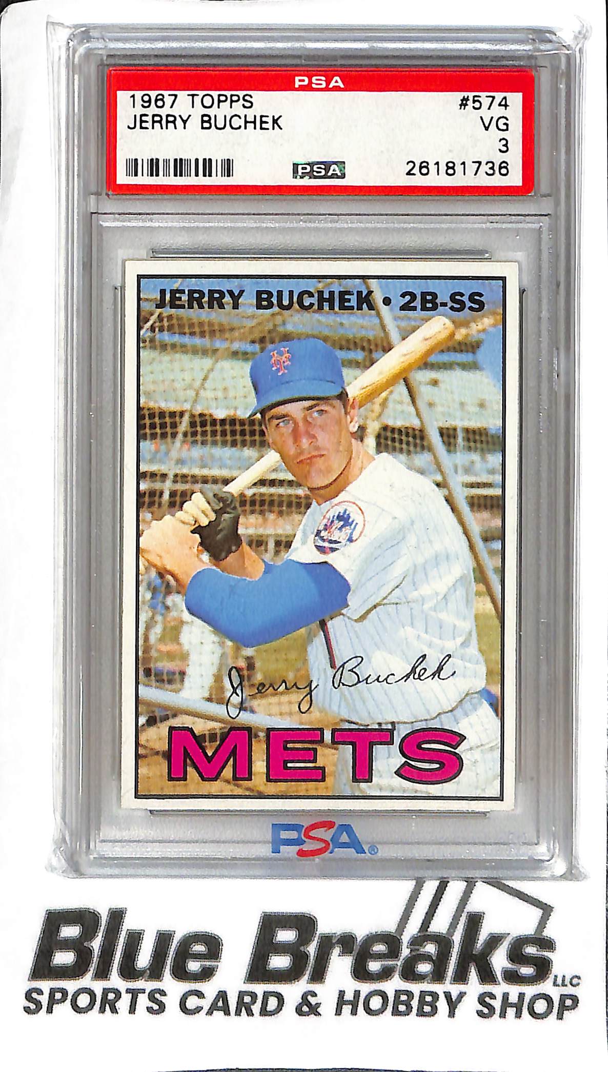 Jerry Buchek #574 - 1967 Topps - PSA 3 - Baseball - Mets