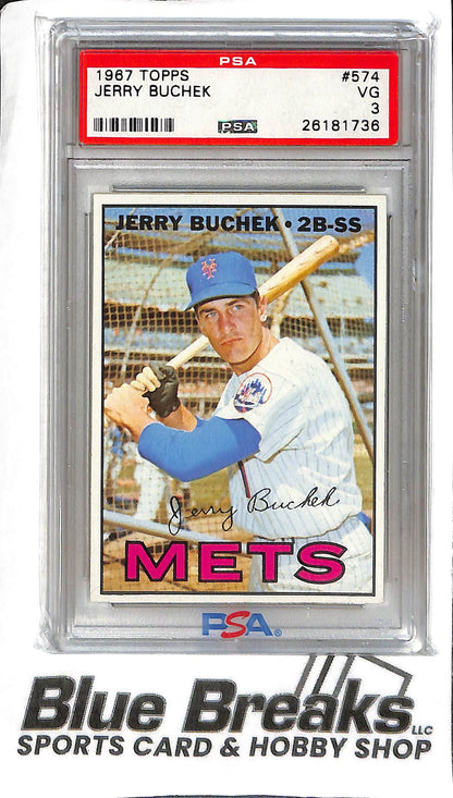 Jerry Buchek #574 - 1967 Topps - PSA 3 - Baseball - Mets