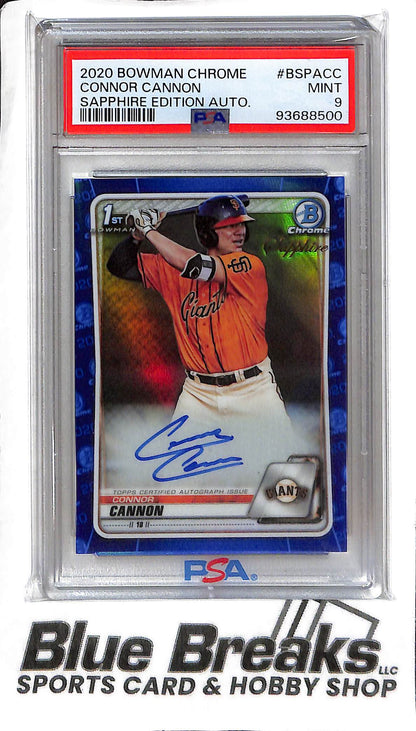 Connor Cannon BSPA-CC - 2020 Bowman Chrome - 1st Auto Sapphire - PSA 9 - Baseball - Giants