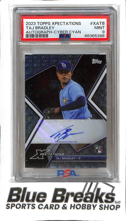 Taj Bradley XA-TB - 2023 Topps Xpectations - RC Auto Cyan 05/10 - PSA 9 - Baseball - Rays