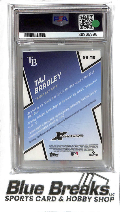 Taj Bradley XA-TB - 2023 Topps Xpectations - RC Auto Cyan 05/10 - PSA 9 - Baseball - Rays
