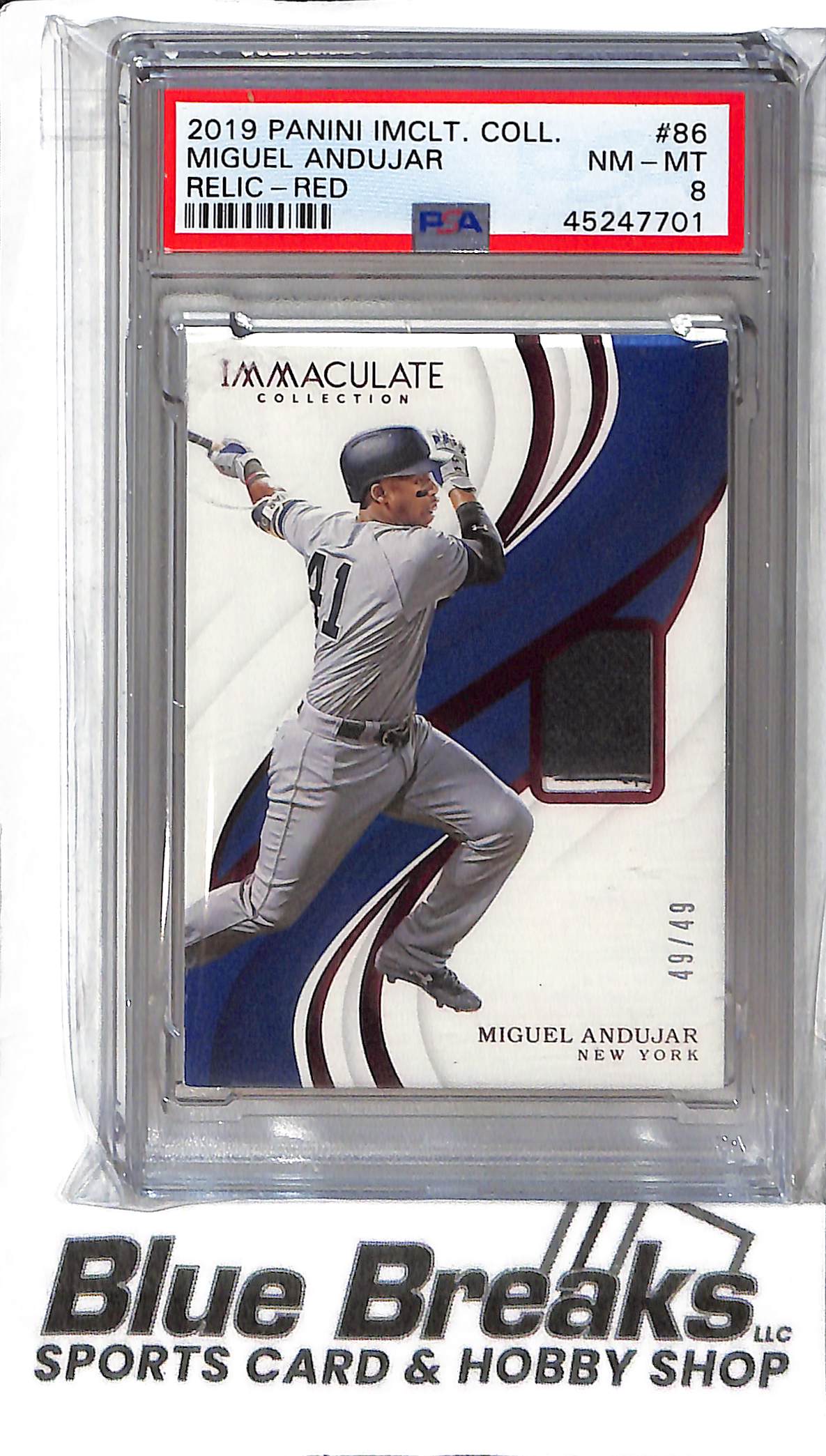 Miguel Andujar  #86 - 2019 Panini Immaculate - Patch Red 49/49 - PSA 8 - Baseball - Yankees