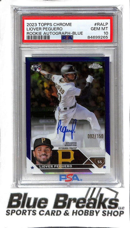 Liover Peguero RA-LP - 2023 Topps Chrome - RC Auto Blue 092/150 - Baseball - Pirates