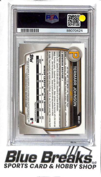 Termarr Johnson BDC-65 - 2023 Bowman Draft - Green Grass 18/99 - PSA 9 - Baseball - Pirates