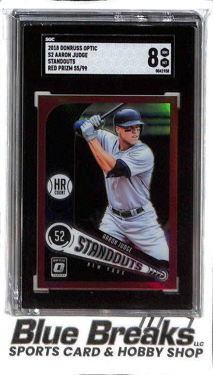 Aaron Judge S2 - 2018 Optic - Standouts Red 55/99 - SGC 8 - Baseball - Yankees