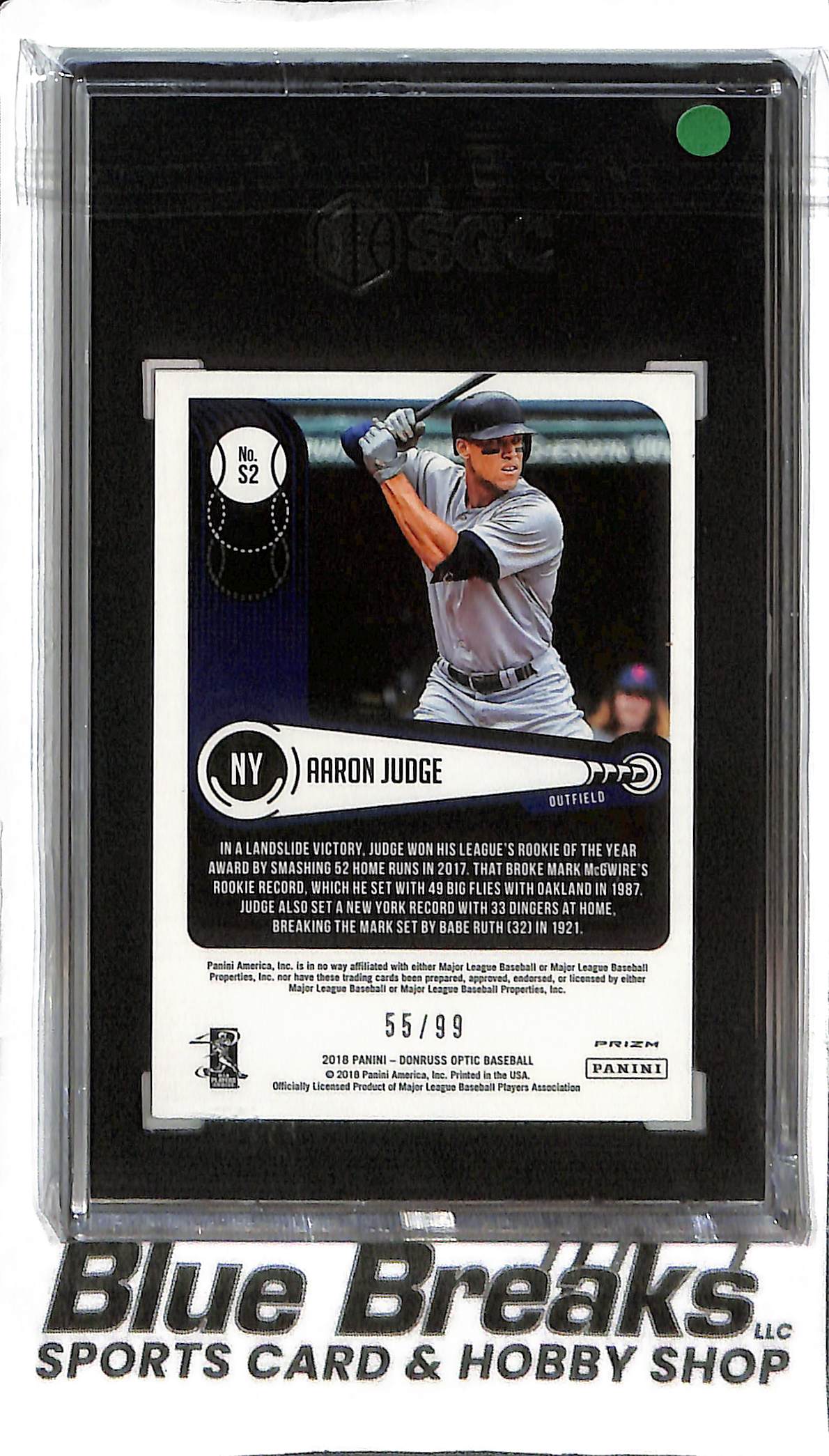 Aaron Judge S2 - 2018 Optic - Standouts Red 55/99 - SGC 8 - Baseball - Yankees