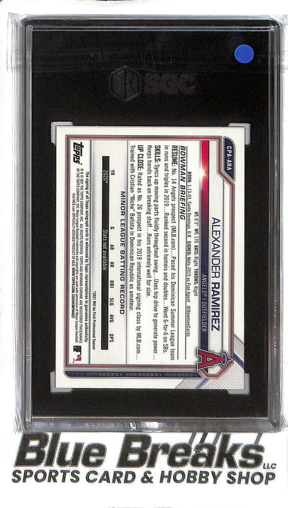 Alexander Ramirez CPA-ARA - 2021 Bowman Chrome - 1st Auto Speckle 266/299 - SGC 10 AUTO 10 - Baseball - Angels