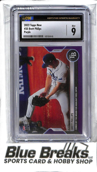 Brett Phillips #35 - 2022 Topps Now - Purple 25/25 - CSG 9 - Baseball - Rays