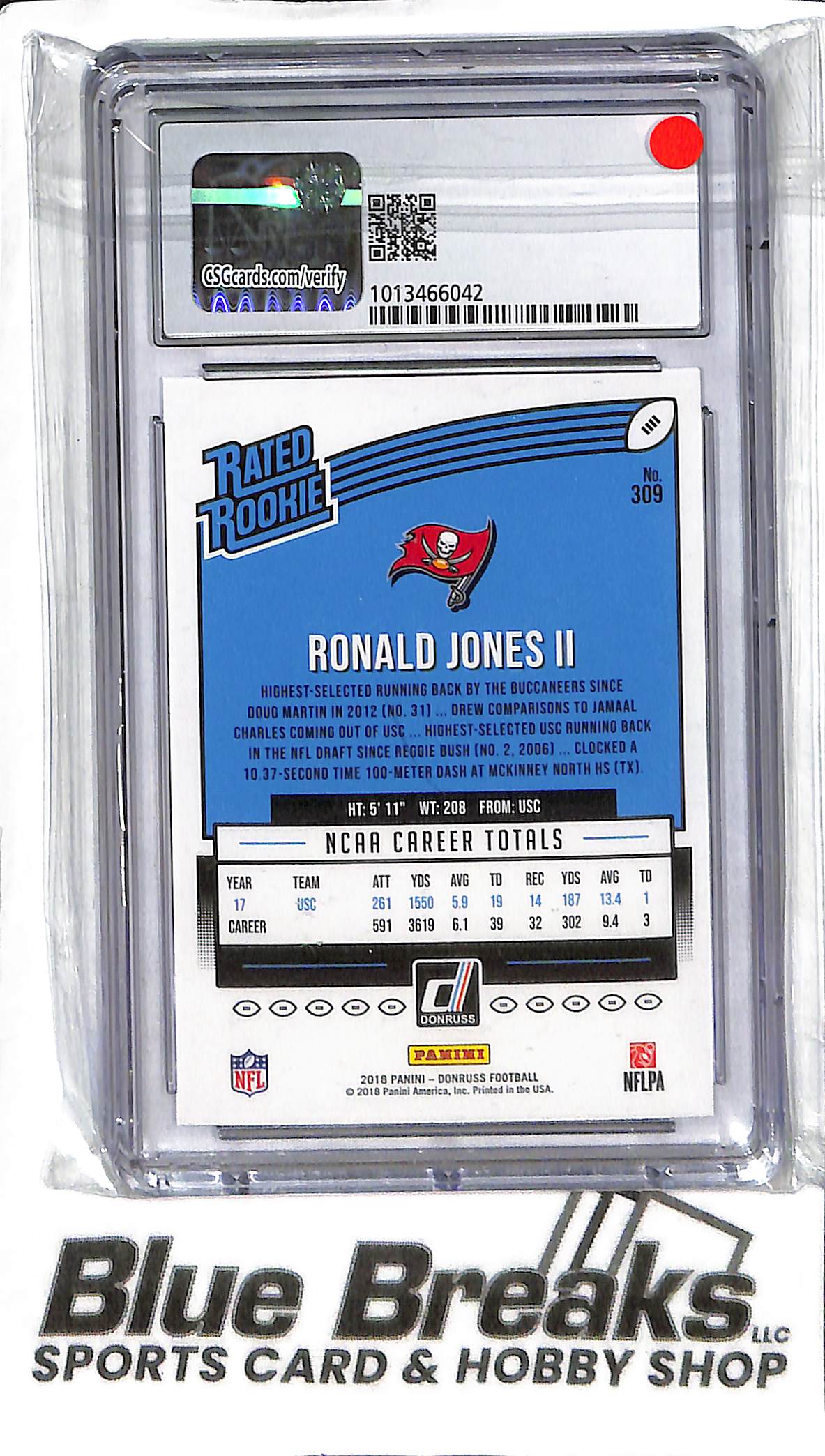 Ronald Jones II 309 - 2018 Donruss - RC - CSG 9.5 - Football - Buccaneers
