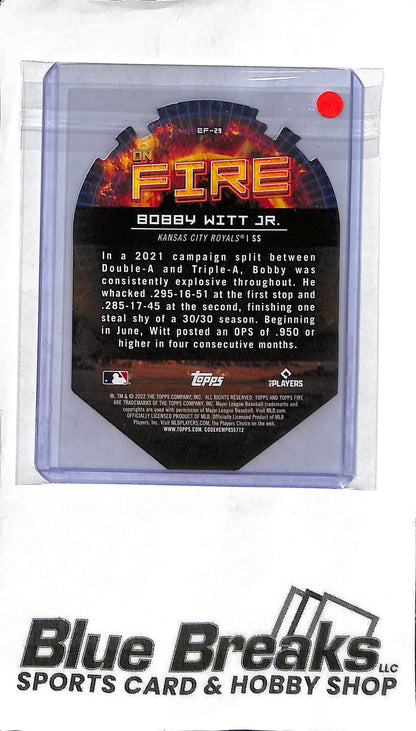 Bobby Witt Jr. EF-29 - 2022 Topps Fire - RC On Fire - Baseball - Royals
