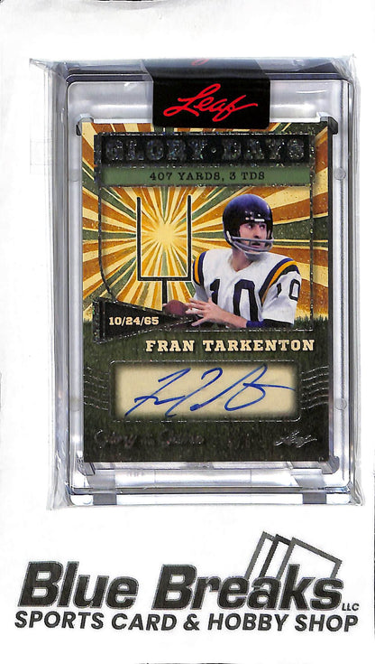 Fran Tarkenton GD-FT1 - 2025 Leaf Glory of the Game - 1/1 One of One Auto - Football - Vikings