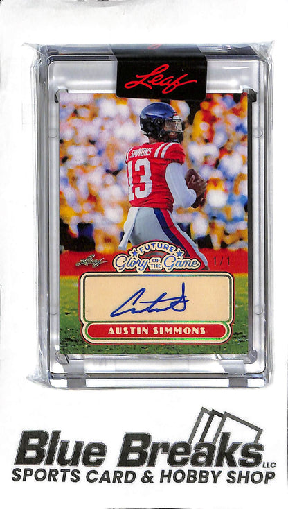 Austin Simmons FG-AS1 - 2024 Leaf Glory of the Game - 1/1 One of One Auto - Prospect - College Football