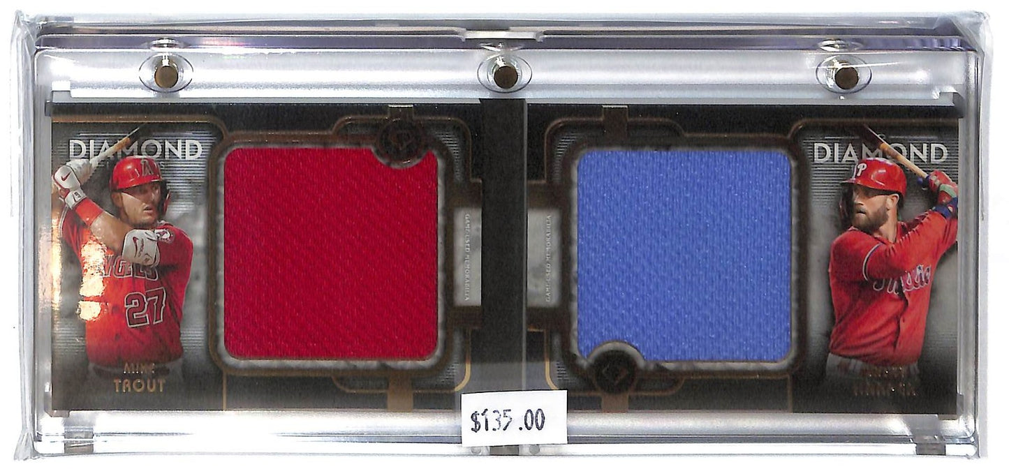 Mike Trout Bryce Harper DPDR-TH - 2023 Topps Diamond Icons - Dual Relic Booklet 01/10 - Baseball - Angels - Phillies