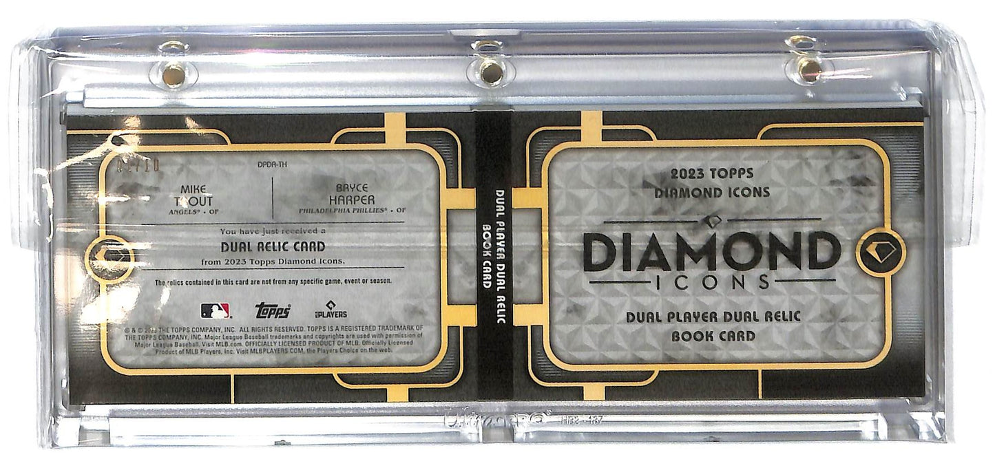 Mike Trout Bryce Harper DPDR-TH - 2023 Topps Diamond Icons - Dual Relic Booklet 01/10 - Baseball - Angels - Phillies