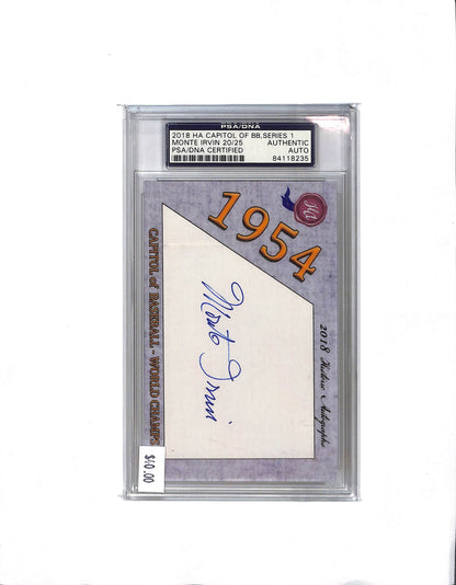 Monte Irvin Autograph - 2018 Historic Autograph Capitol of Baseball Series 1