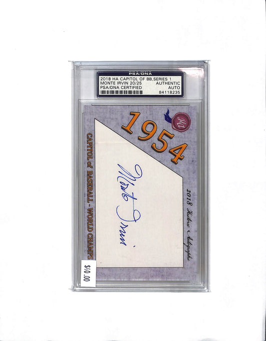 Monte Irvin Autograph - 2018 Historic Autograph Capitol of Baseball Series 1