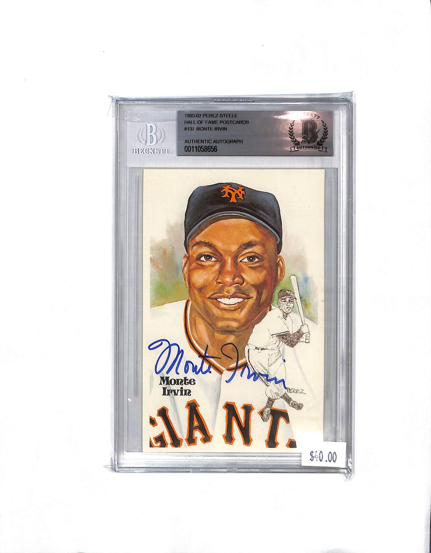 Monte Irvin #137 - 1980-02 Perez-Steele - Autographed Postcard - Baseball - Mets