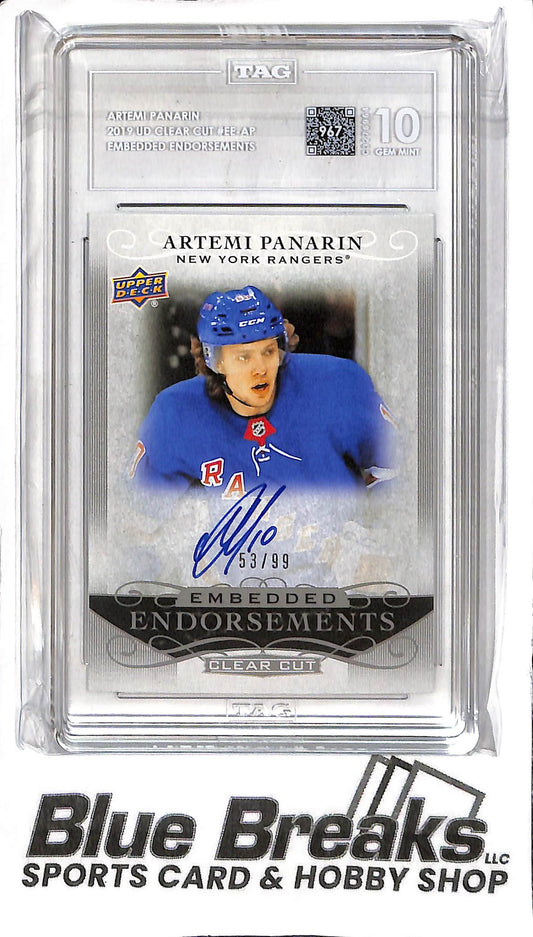 Artemi Panarin EE-AP - 2019 Upper Deck Clear Cut - Autograph 53/99 - TAG 10 - Hockey - Rangers
