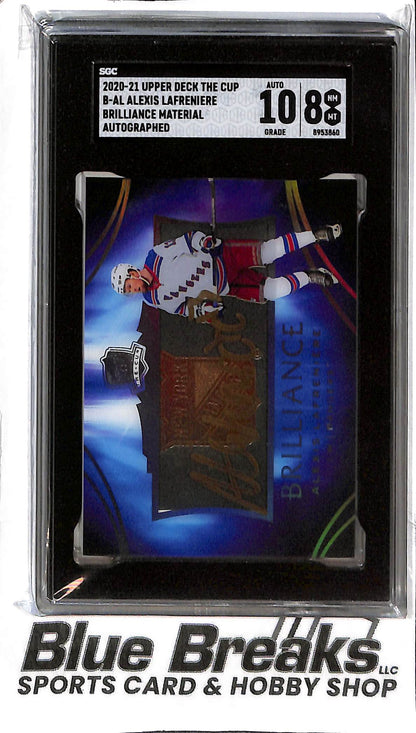 Alexis Lafreniere B-AL - 2020-21 Upper Deck The Cup - Relic Auto - SGC 8 Auto 10 - Hockey - Rangers