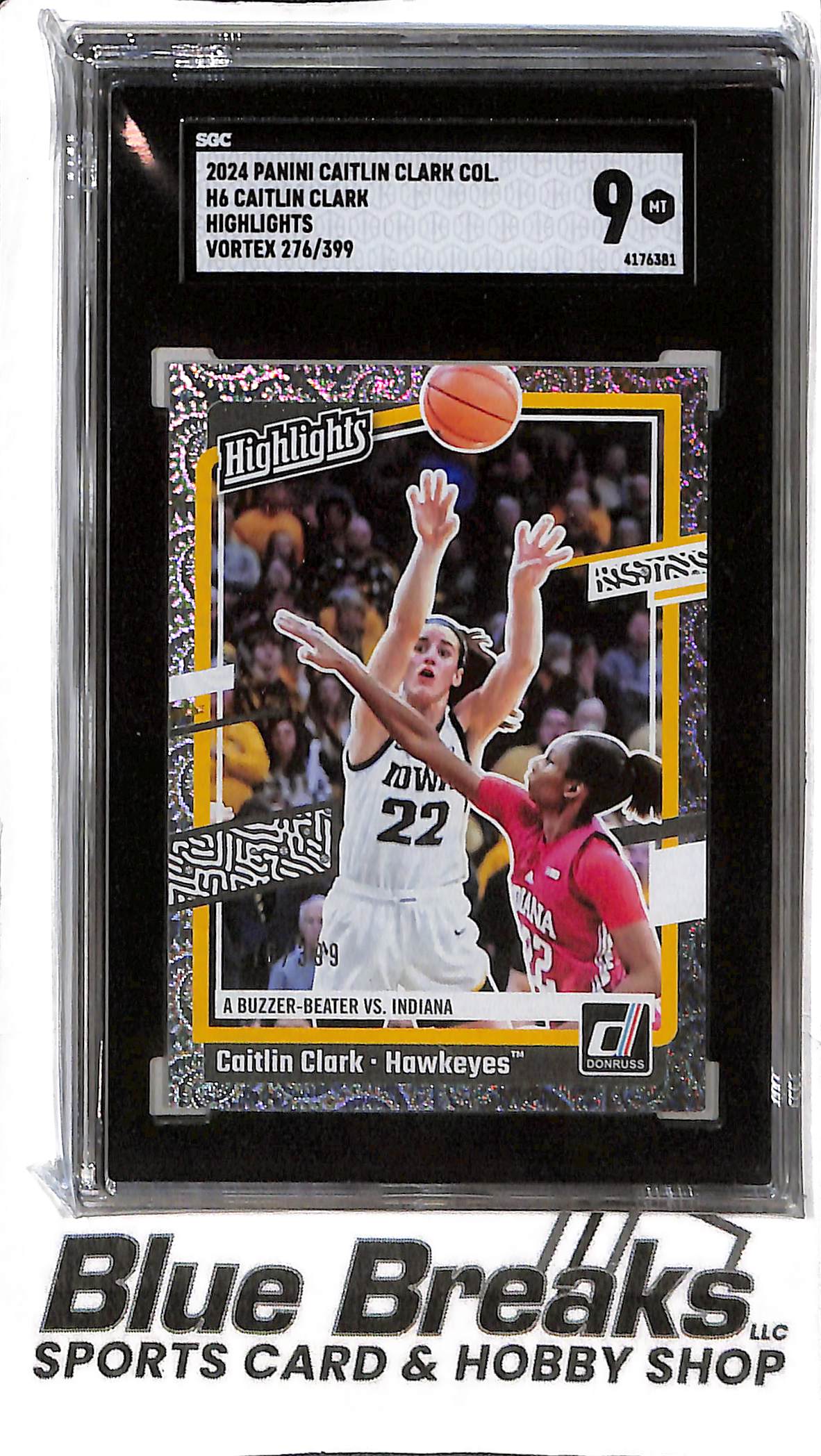 Caitlin Clark H6 - 2024 Panini Caitlin Clark Collection - Highlights - Vortex 276/399 - SGC 9 - College Basketball - Iowa - Fever