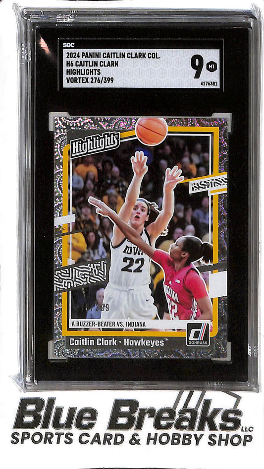 Caitlin Clark H6 - 2024 Panini Caitlin Clark Collection - Highlights - Vortex 276/399 - SGC 9 - College Basketball - Iowa - Fever