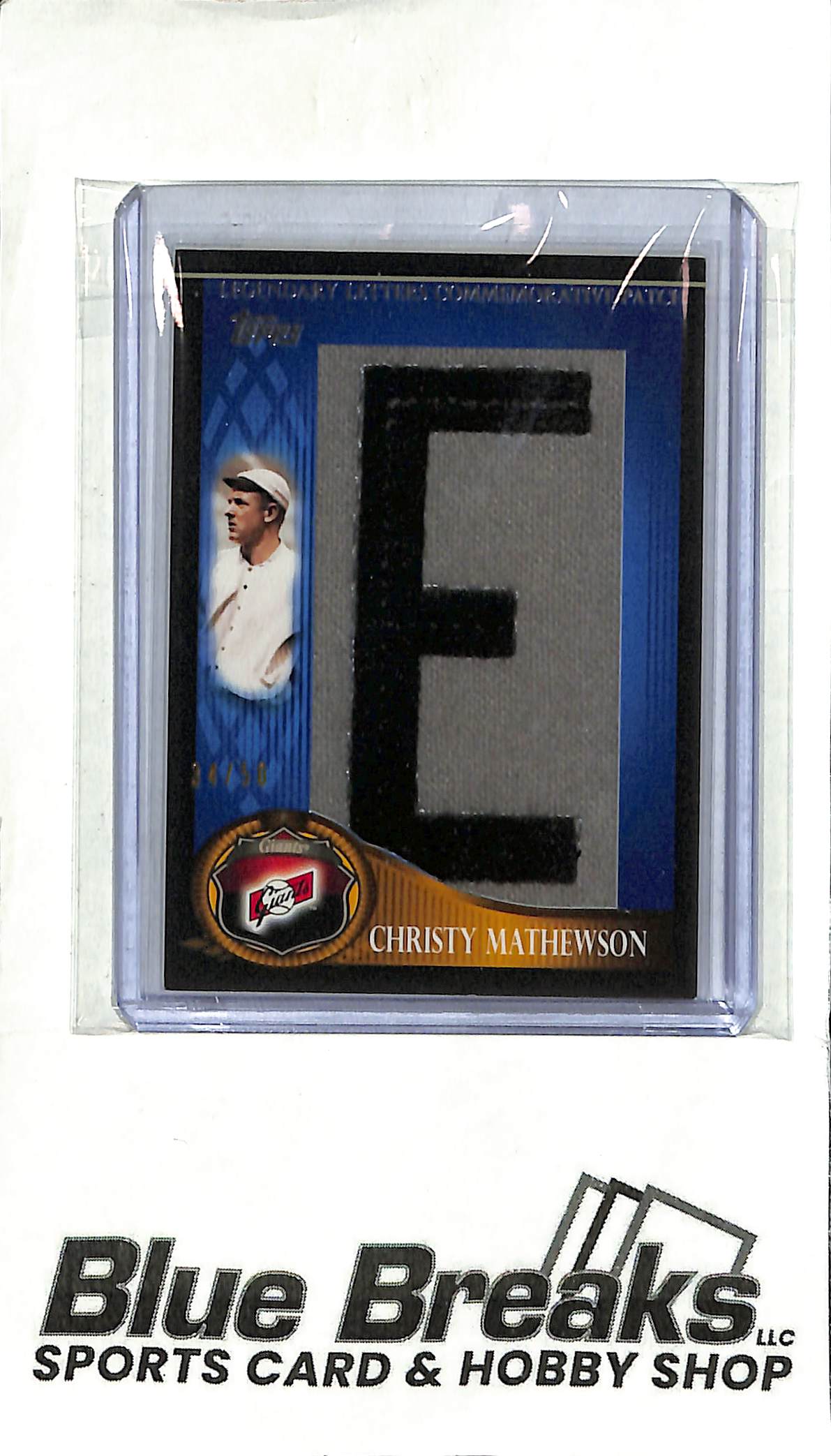 Christy Mathewson LLCP-CM - 2009 Topps Series Two - Legendary Letters Commemorative Patch - 34/50 - Baseball - Giants