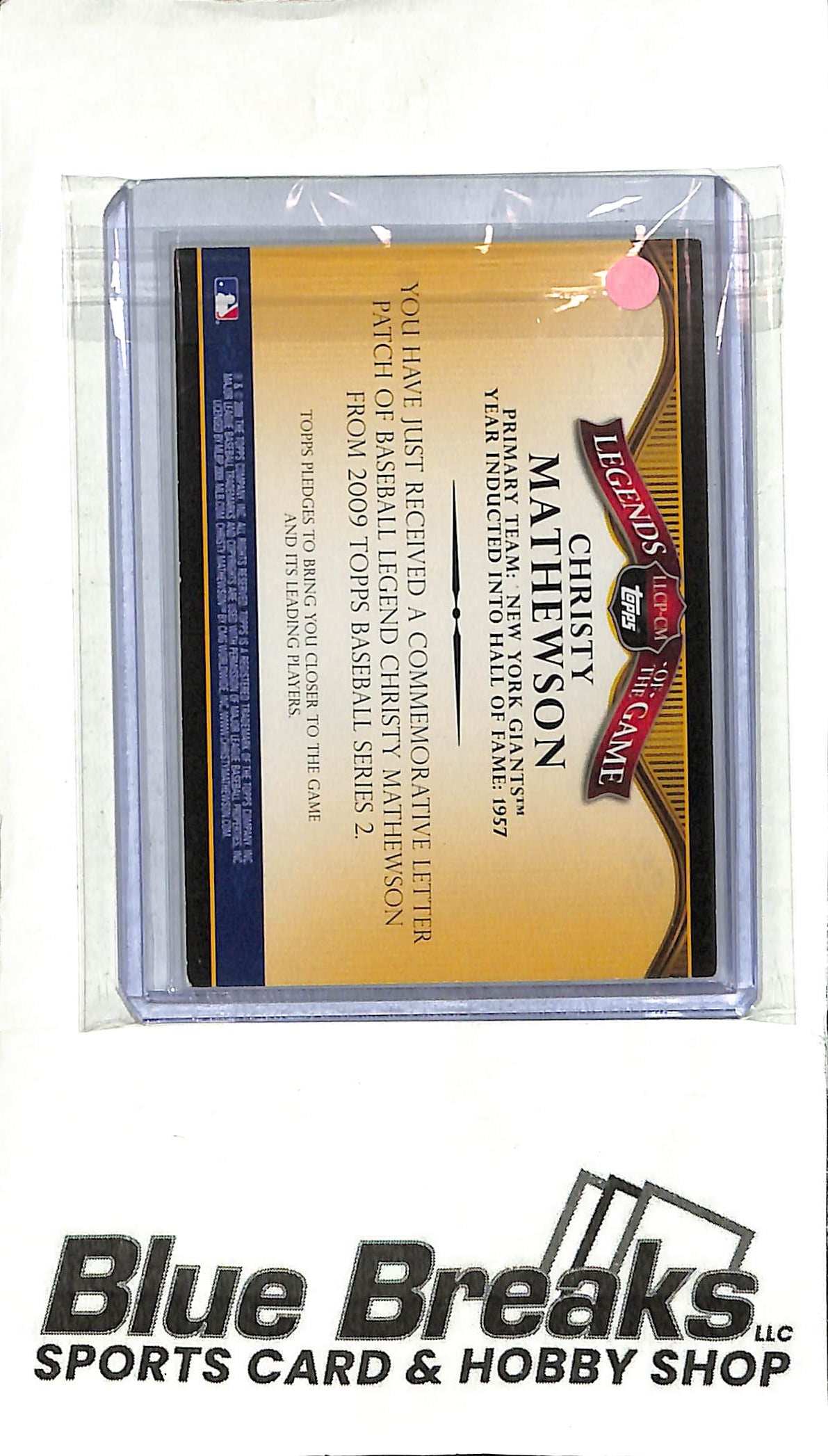 Christy Mathewson LLCP-CM - 2009 Topps Series Two - Legendary Letters Commemorative Patch - 34/50 - Baseball - Giants