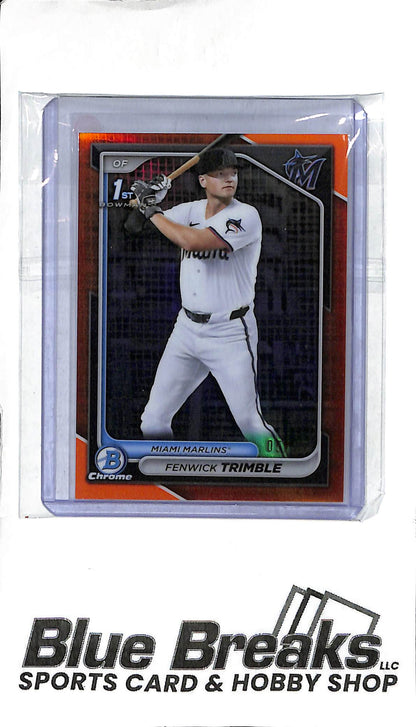 Fenwick Trimble BCP-121 - 2024 Bowman Chrome - 1st Bowman - Orange 05/25 - Baseball - Marlins