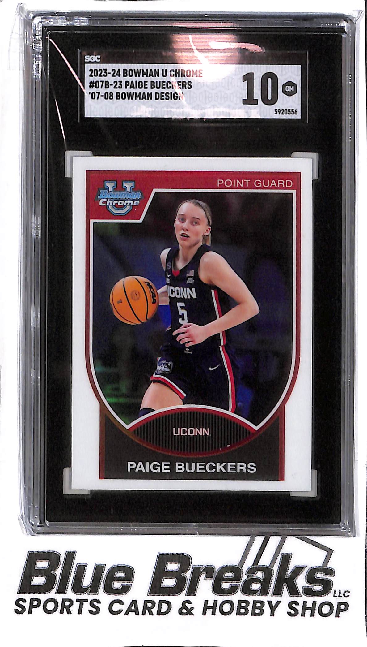 Paige Bueckers07B-23 - 2023-24 Bowman U Chrome - '07-'08 Design - SGC 10 - UCONN - WNBA