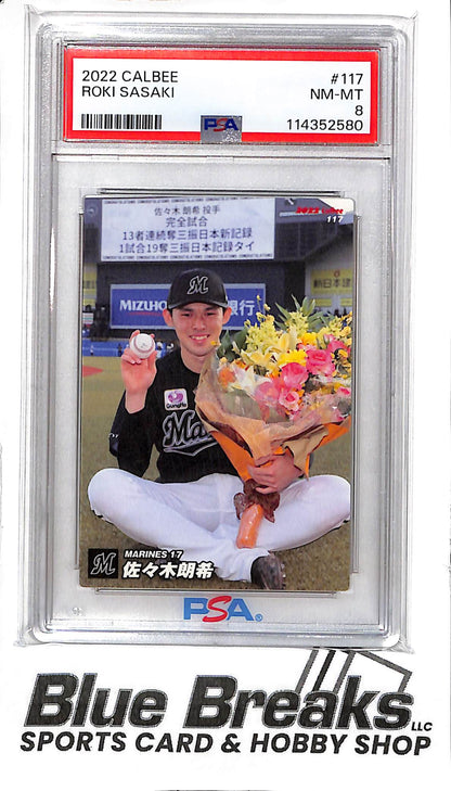 2022 Calbee - Roki Sasali - #117 - Japanese baseball - PSA 8 - Marines - Dodgers