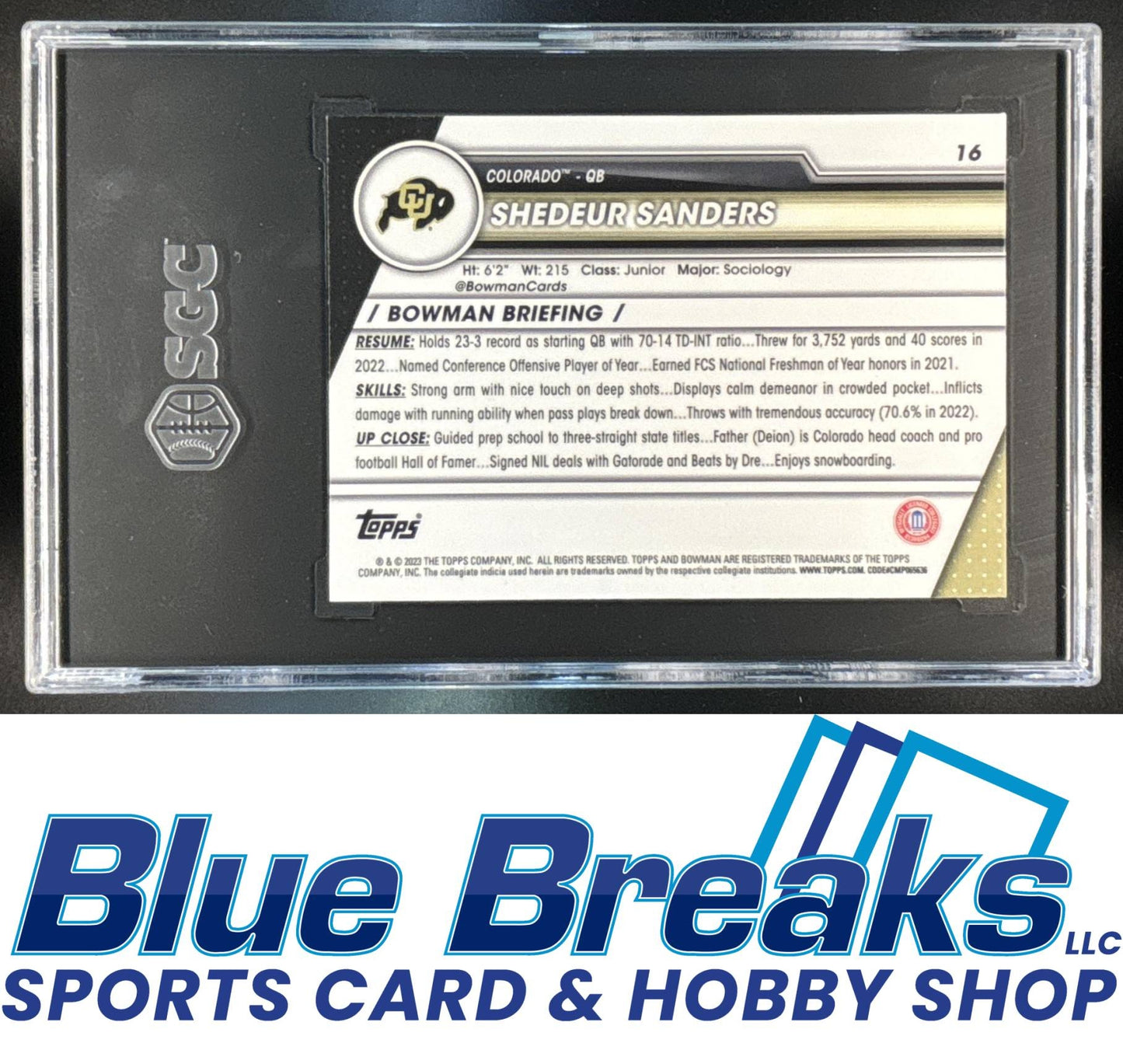 2023 Bowman University Chrome Shedeur Sanders [RC] #16 SGC 9 Colorado Buffaloes
