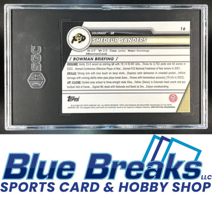 2023 Bowman University Chrome Shedeur Sanders [RC] #16 SGC 9 Colorado Buffaloes
