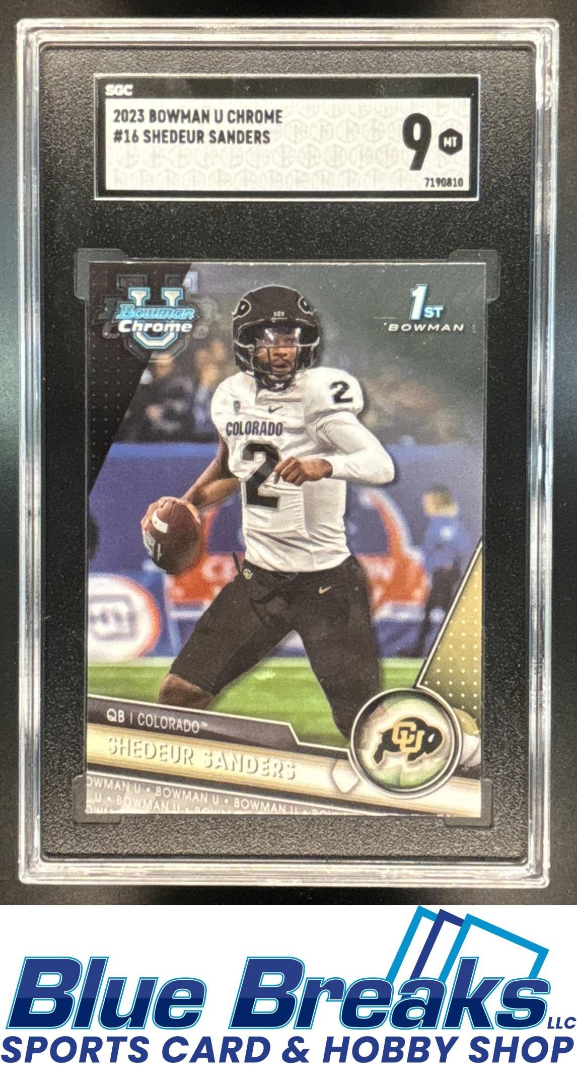 2023 Bowman University Chrome Shedeur Sanders [RC] #16 SGC 9 Colorado Buffaloes