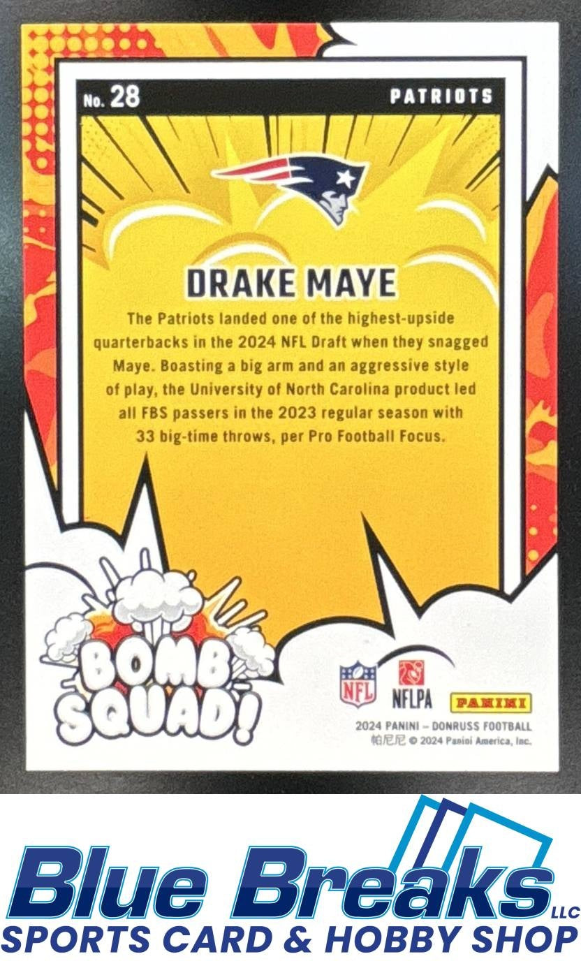 2024 Panini Donruss Bomb Squad Drake Maye #28 c New England Patriots