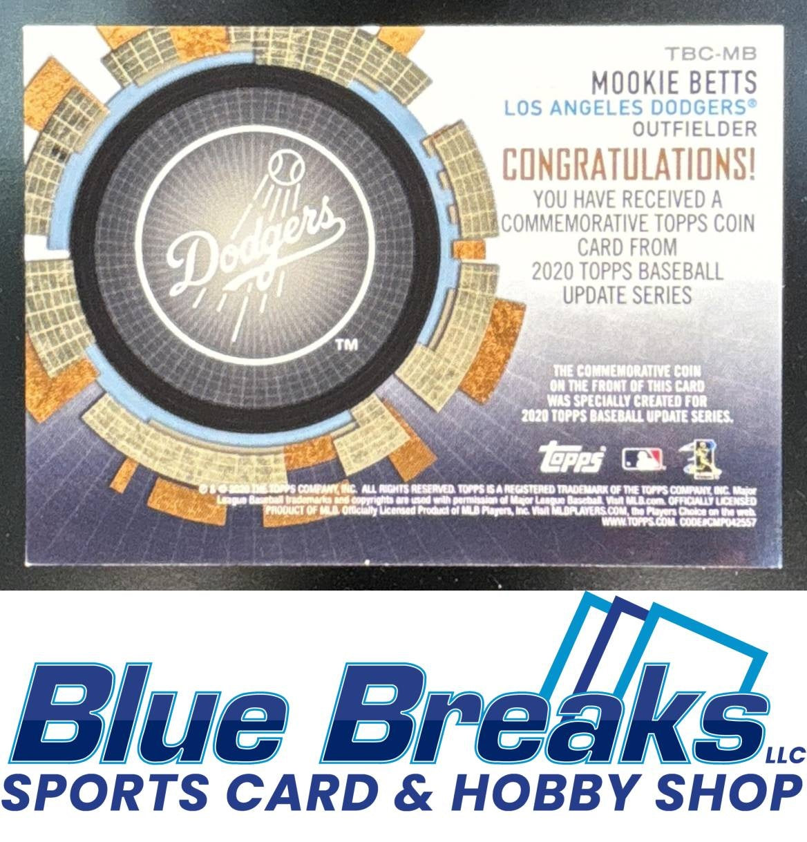 2020 Topps Update Mookie Betts #TBC-MB Baseball Coin Cards Los Angeles Dodgers