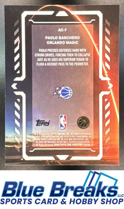 2025 Topps Chrome Update Paolo Banchero #AC-7 Activators Blue Refractor 011/150 Orlando Magic