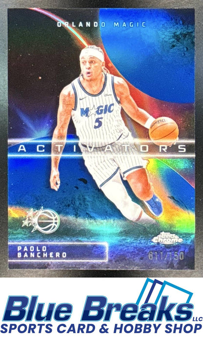 2025 Topps Chrome Update Paolo Banchero #AC-7 Activators Blue Refractor 011/150 Orlando Magic