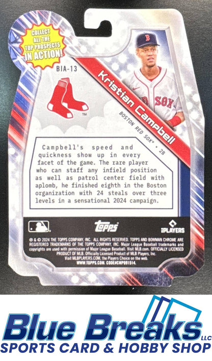 2024 Bowman Draft Kristian Campbell #BIA-13 In Action Gold Refractor 27/50 Boston Red Sox