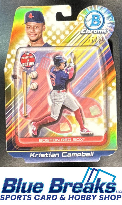 2024 Bowman Draft Kristian Campbell #BIA-13 In Action Gold Refractor 27/50 Boston Red Sox