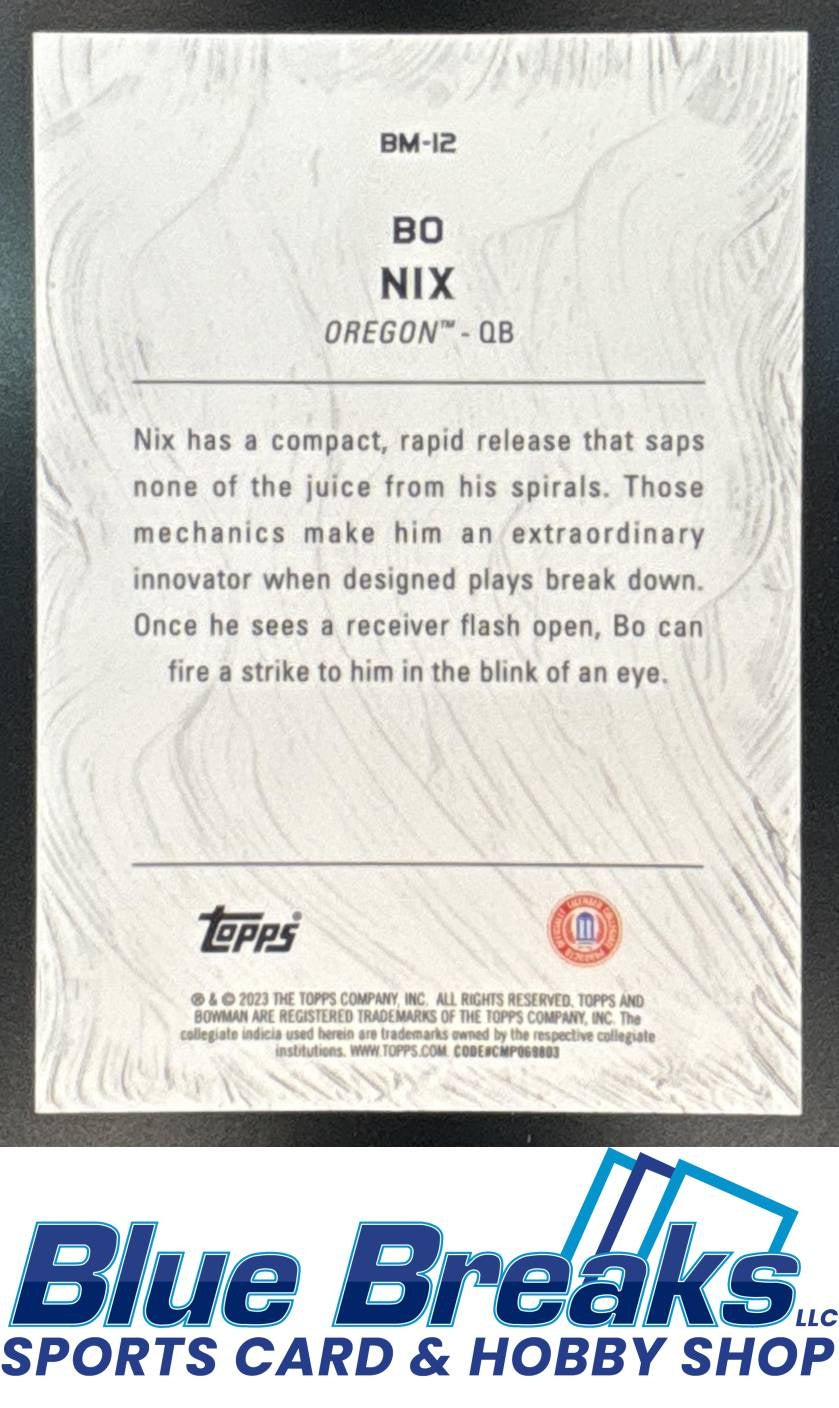 2023 Bowman University Best Bo Nix #BM-12 Masterpieces Geometric