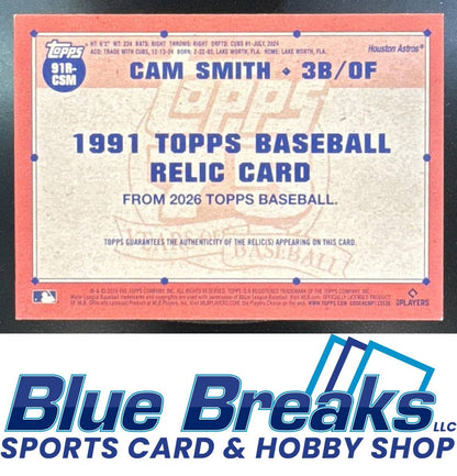 2026 Topps Series 1 Cam Smith #91R-CSM 1991 Relic Green /99